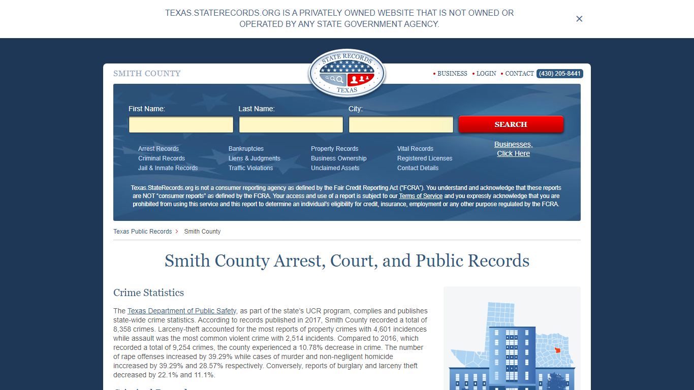 Smith County Arrest, Court, and Public Records